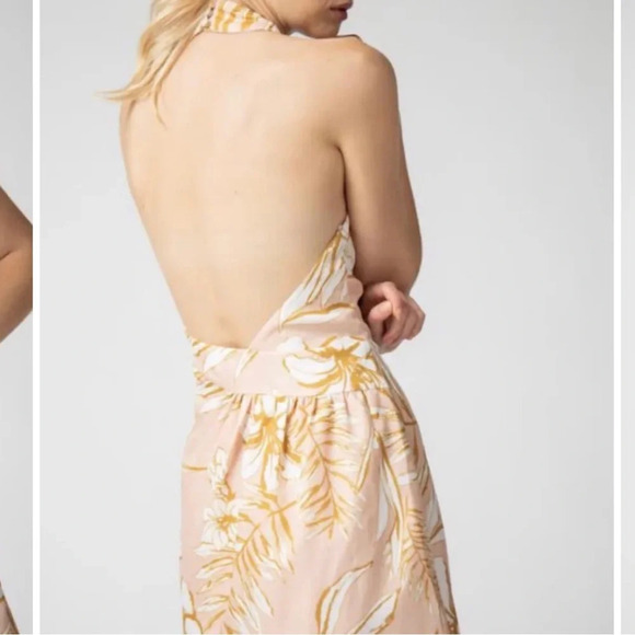 Nwot LENA PEACH/MUSTARD HALTER DRESS MRSP $142 - Picture 4 of 4